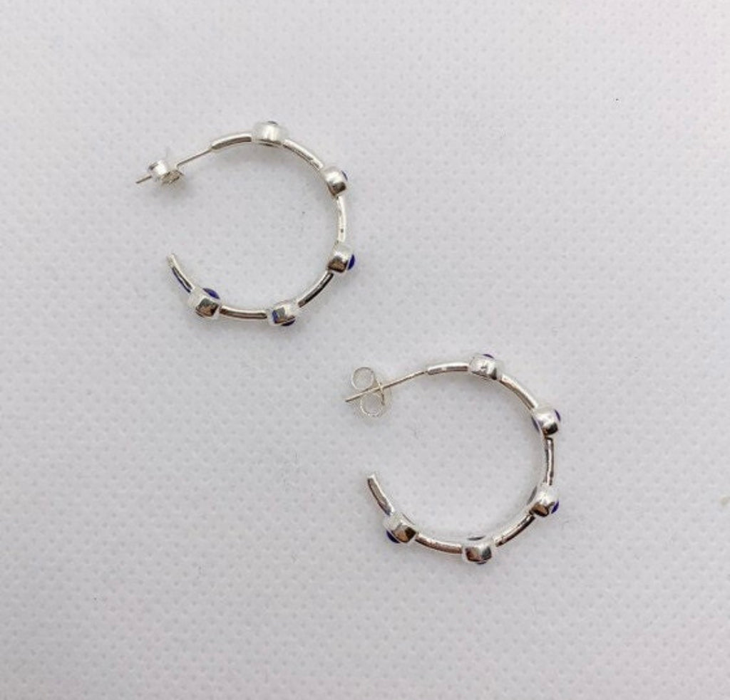 Lapis Lazuli Small Sterling Silver hoop