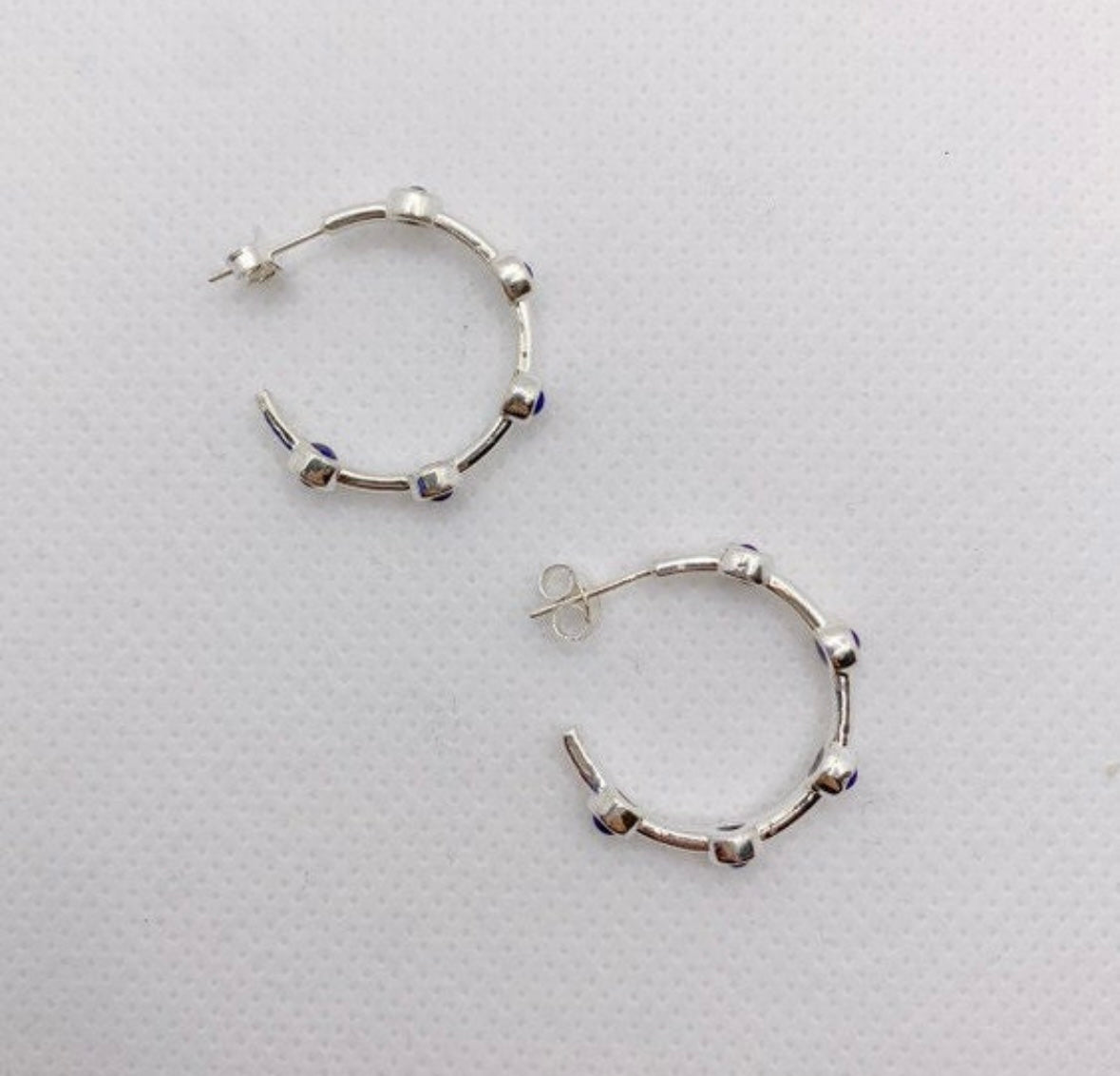 Lapis Lazuli Small Sterling Silver hoop