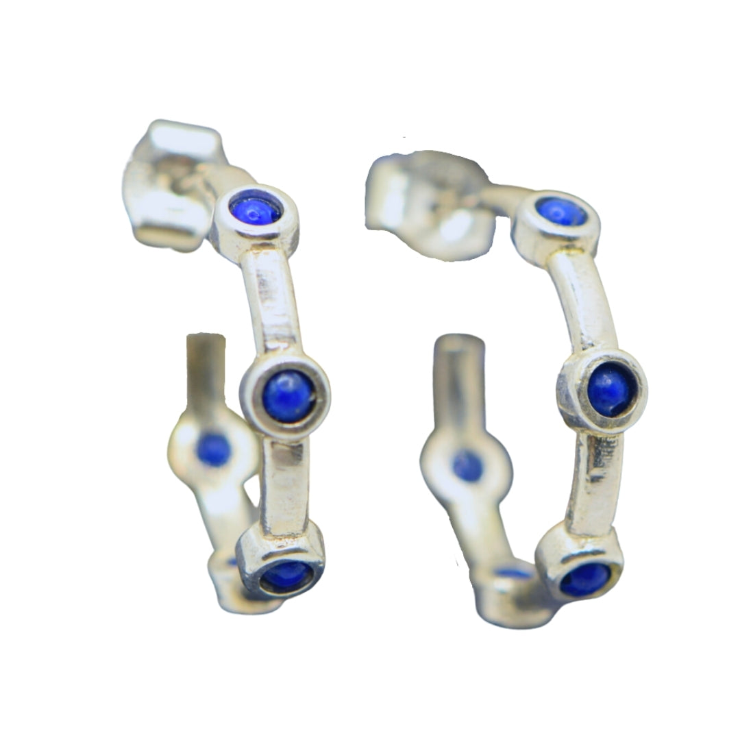 Lapis Lazuli Small Sterling Silver hoop