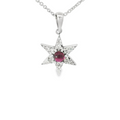 Star burst diamond and garnet pendant