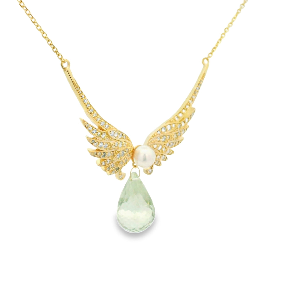 The Guardian Necklace- Green amethyst and diamond necklace