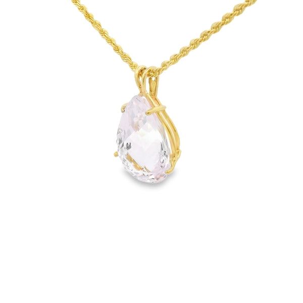 The Blush Pendant – Pink Kunzite in 14K Yellow Gold