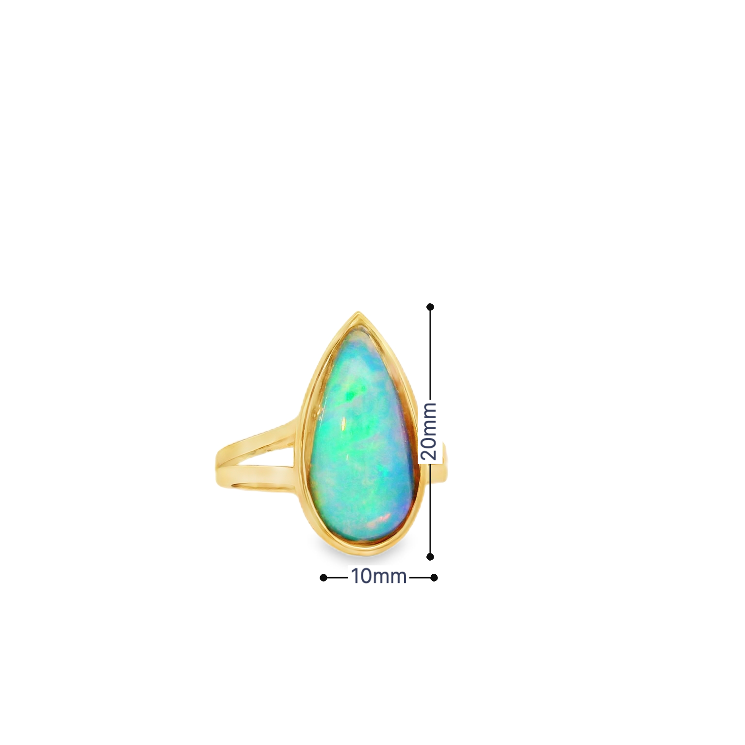 Pear Shaped Opal Ring in 14K Yellow Gold – 3 Carat Natural Opal