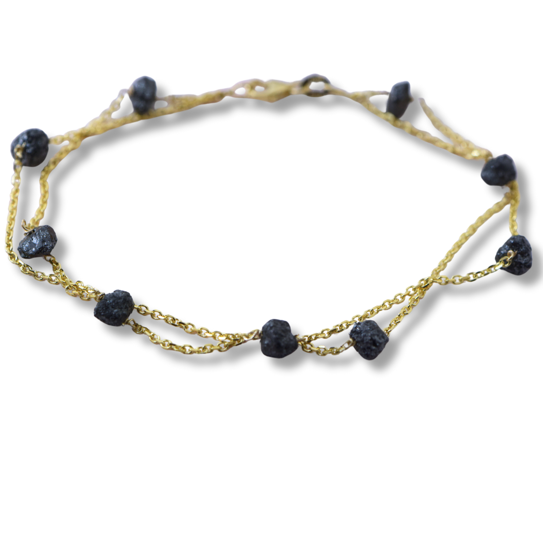 Black rough diamond by the yard bracelet- "LOVE ROCKS"