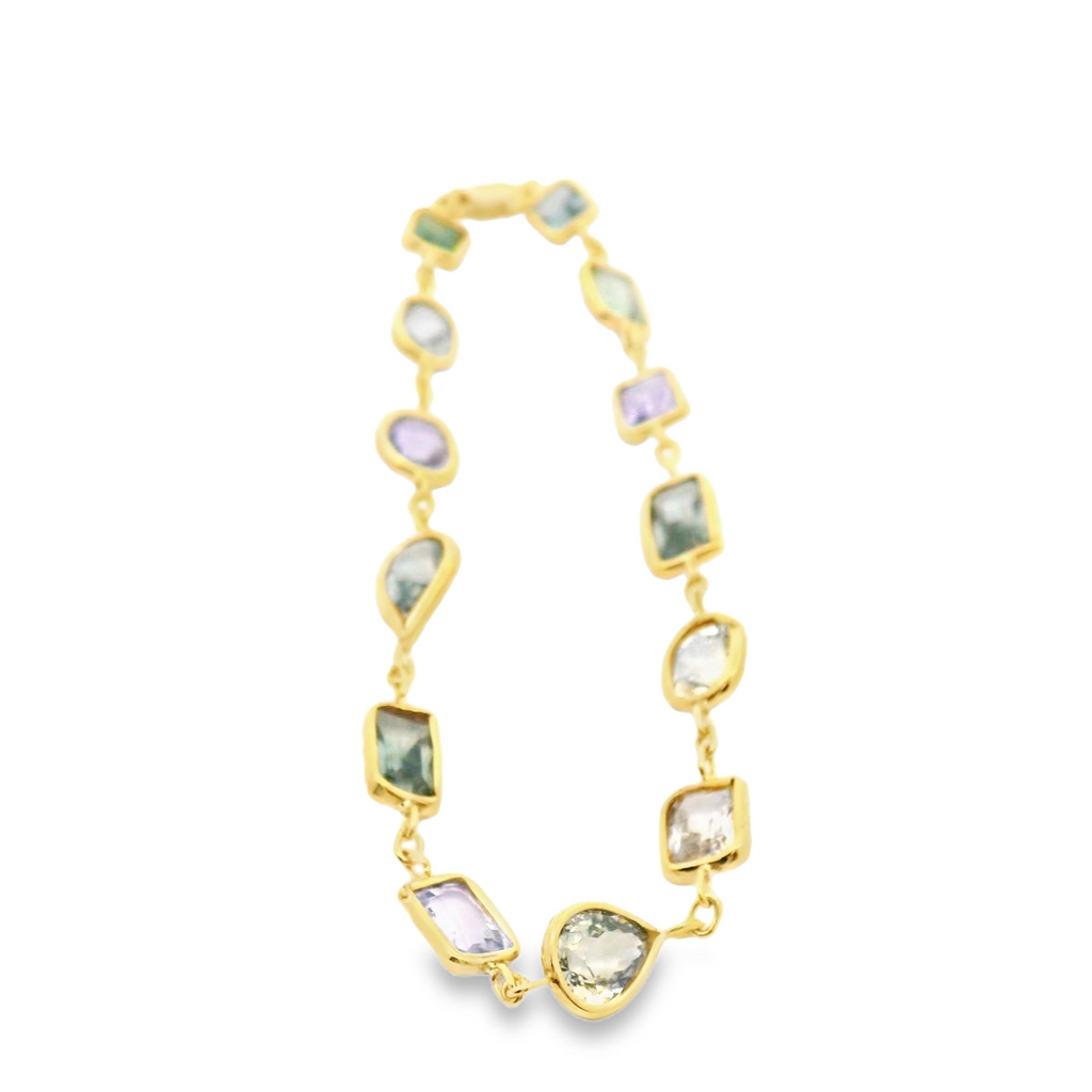 Mix color sapphire bracelet - green sapphires