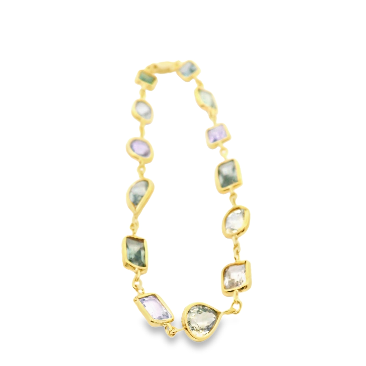 Mix color sapphire bracelet - green sapphires