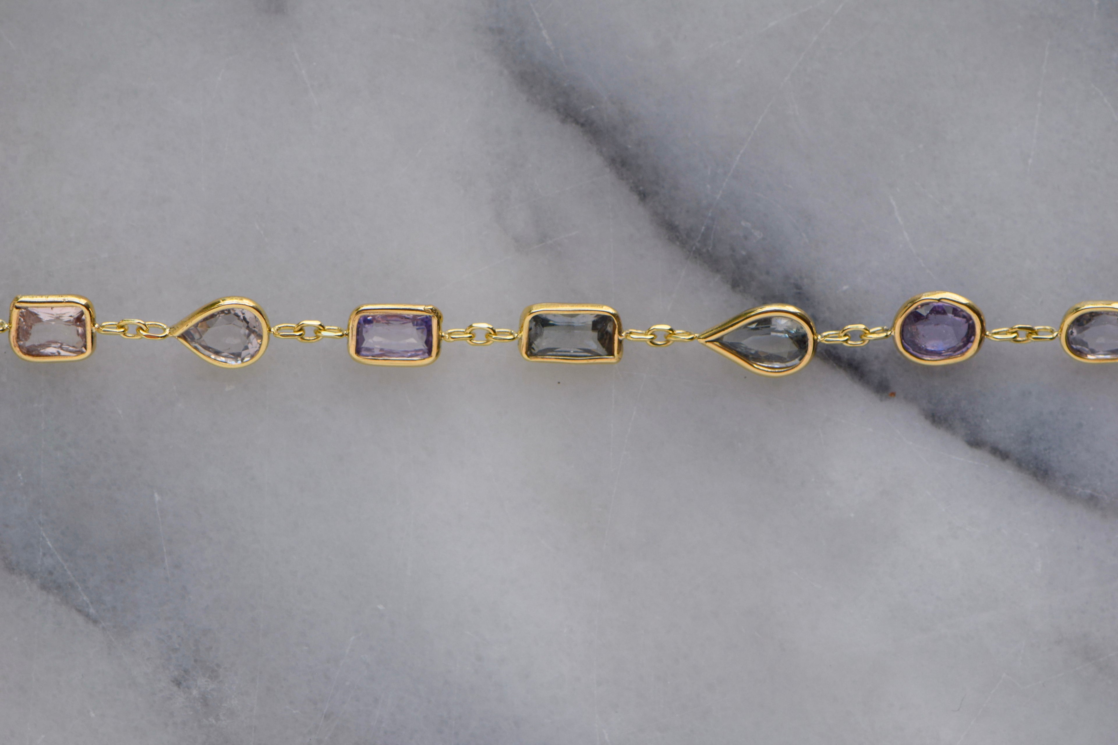 Mix color sapphire bracelet - green sapphires