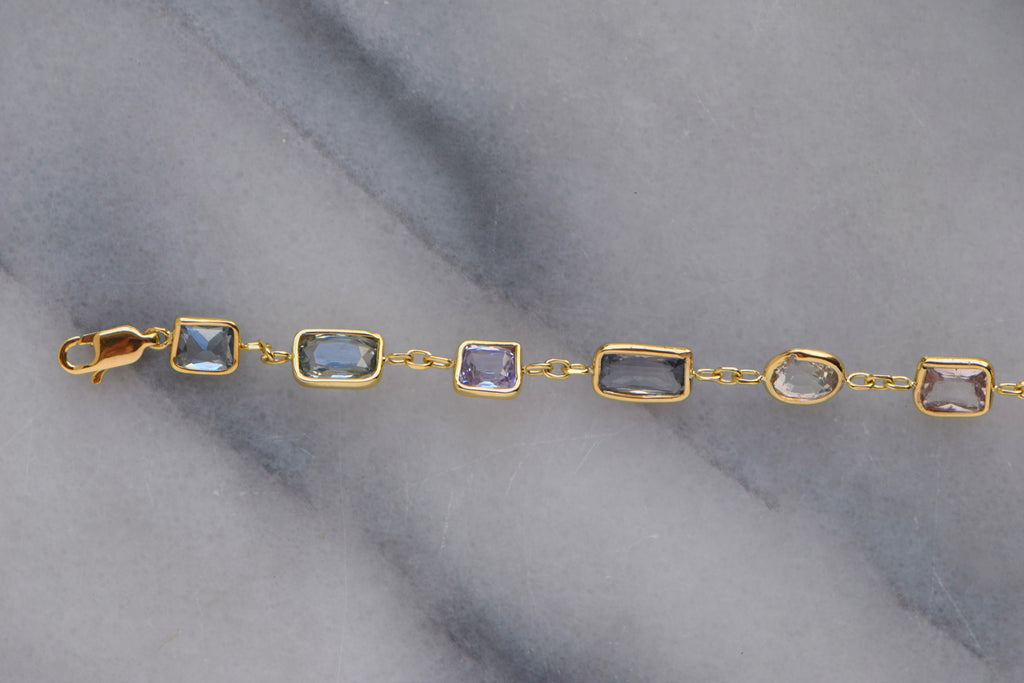 Mix color sapphire bracelet - green sapphires