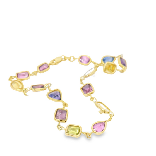Mix color sapphire bracelet- pinks