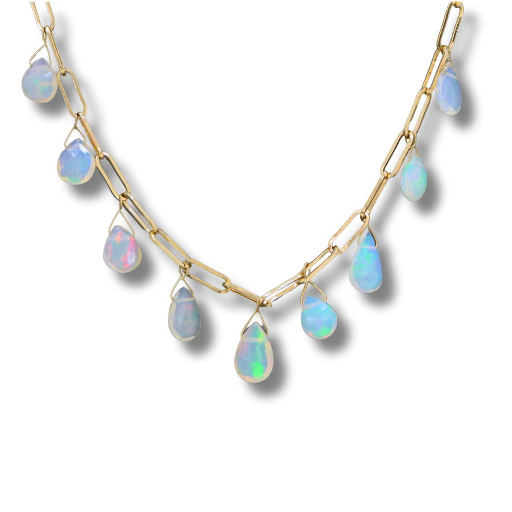 Opal and Gold Paperclip necklace