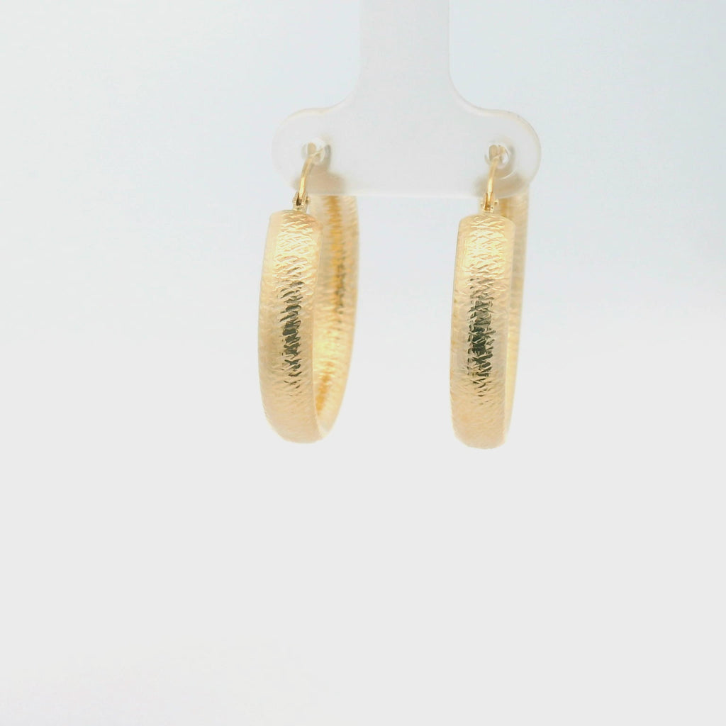 14K brushed gold hoop earrings