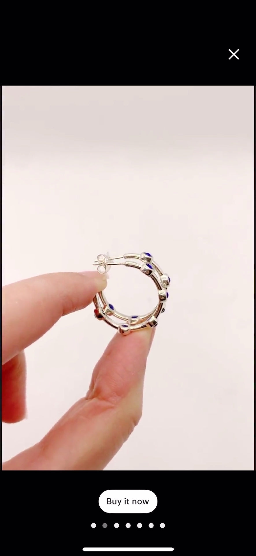 Lapis Lazuli Small Sterling Silver hoop