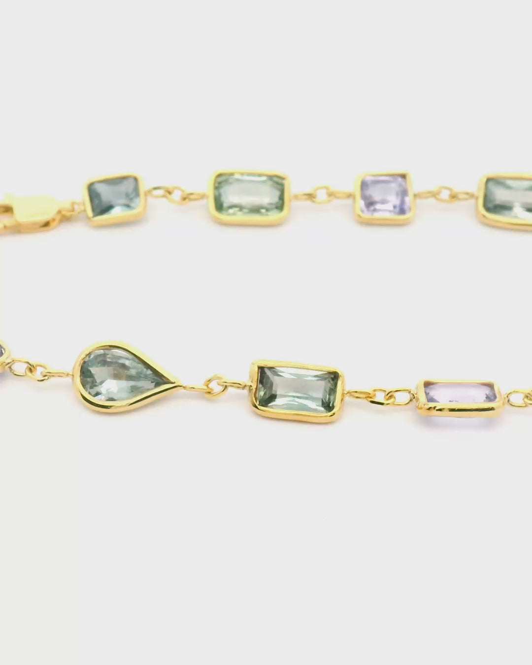 Mix color sapphire bracelet - green sapphires