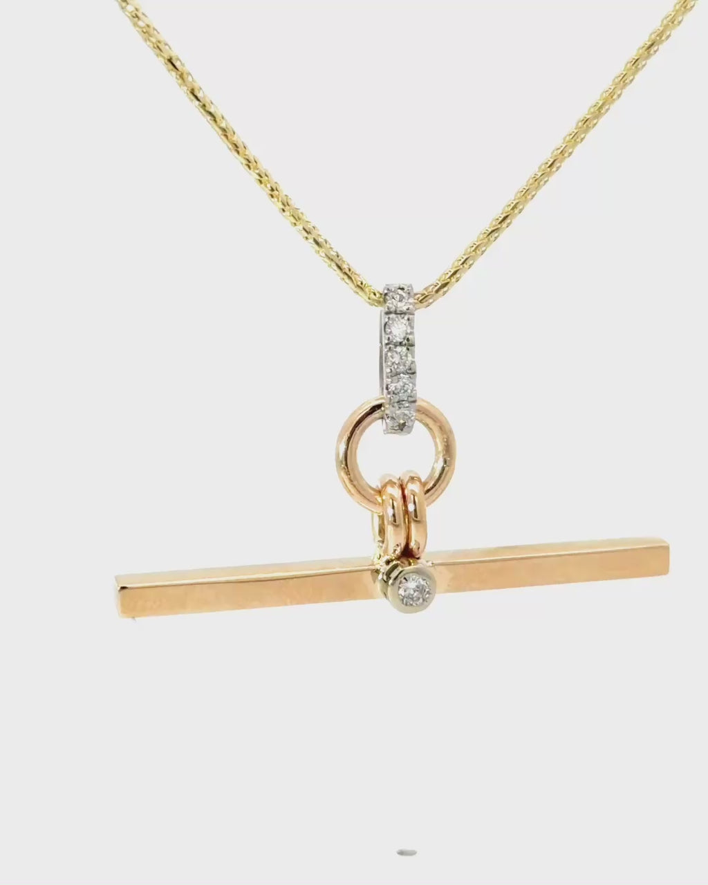 Vintage Pocket Watch T-Bar Toggle Pendant Necklace