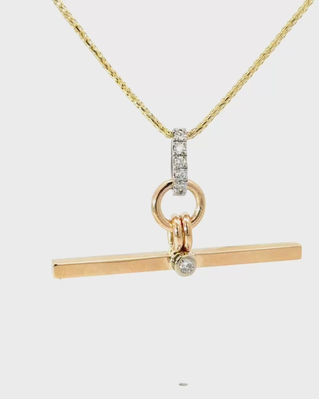 Vintage Pocket Watch T-Bar Toggle Pendant Necklace