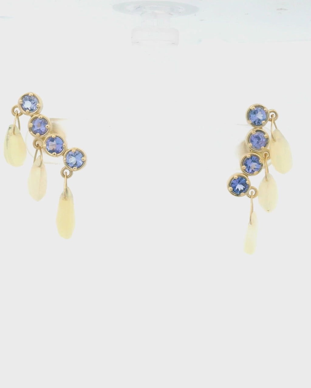 Showgirl Earrings Tanzanite Ear Crawlers with Dangling Opals