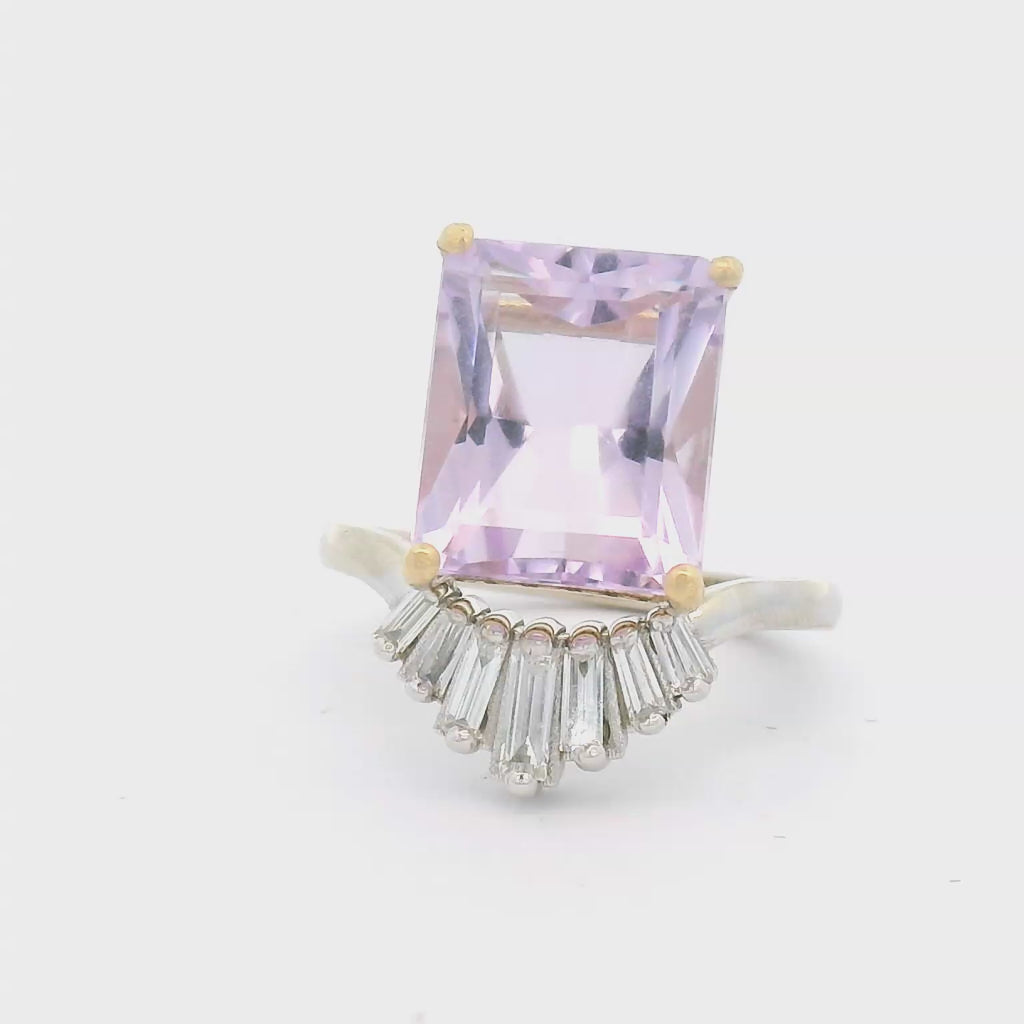Pink amethyst and diamond ring