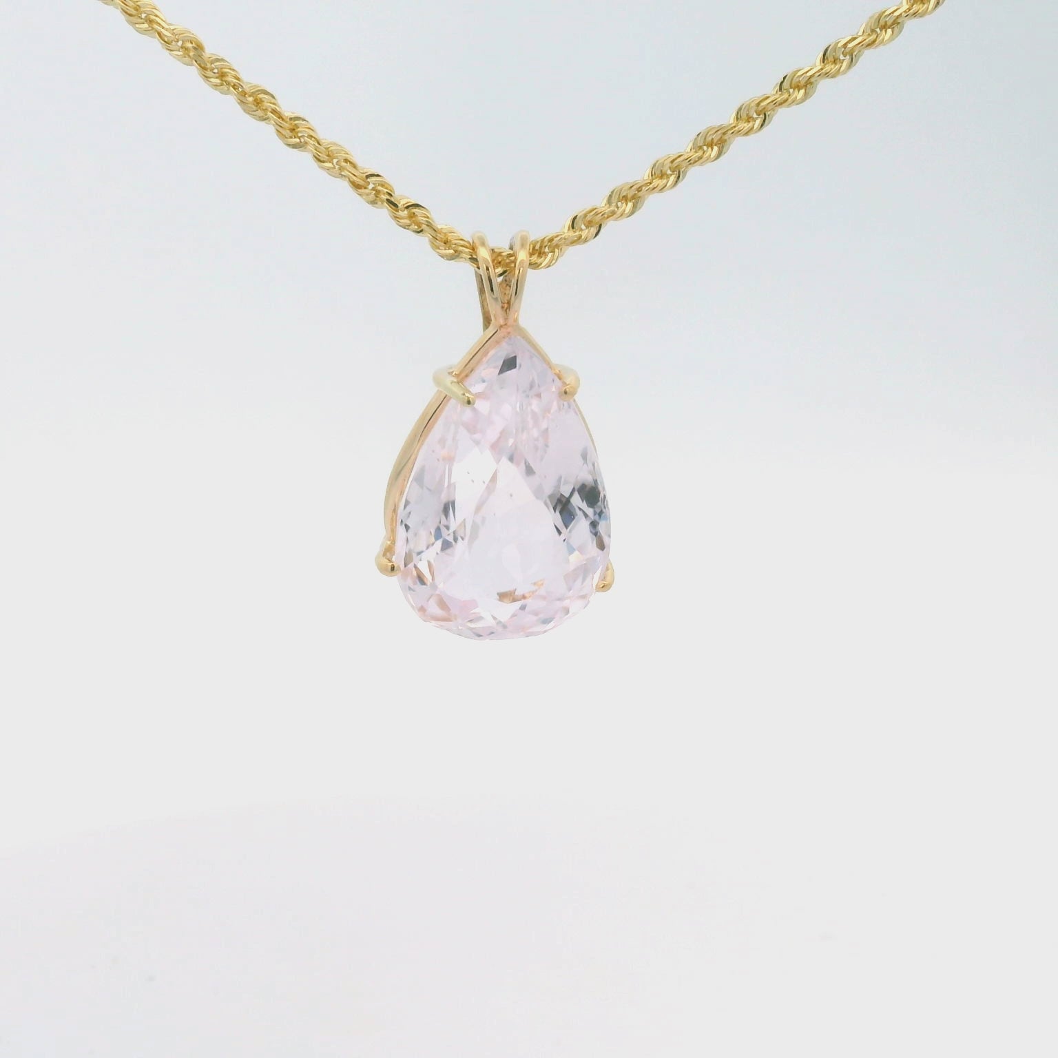 The Blush Pendant – Pink Kunzite in 14K Yellow Gold
