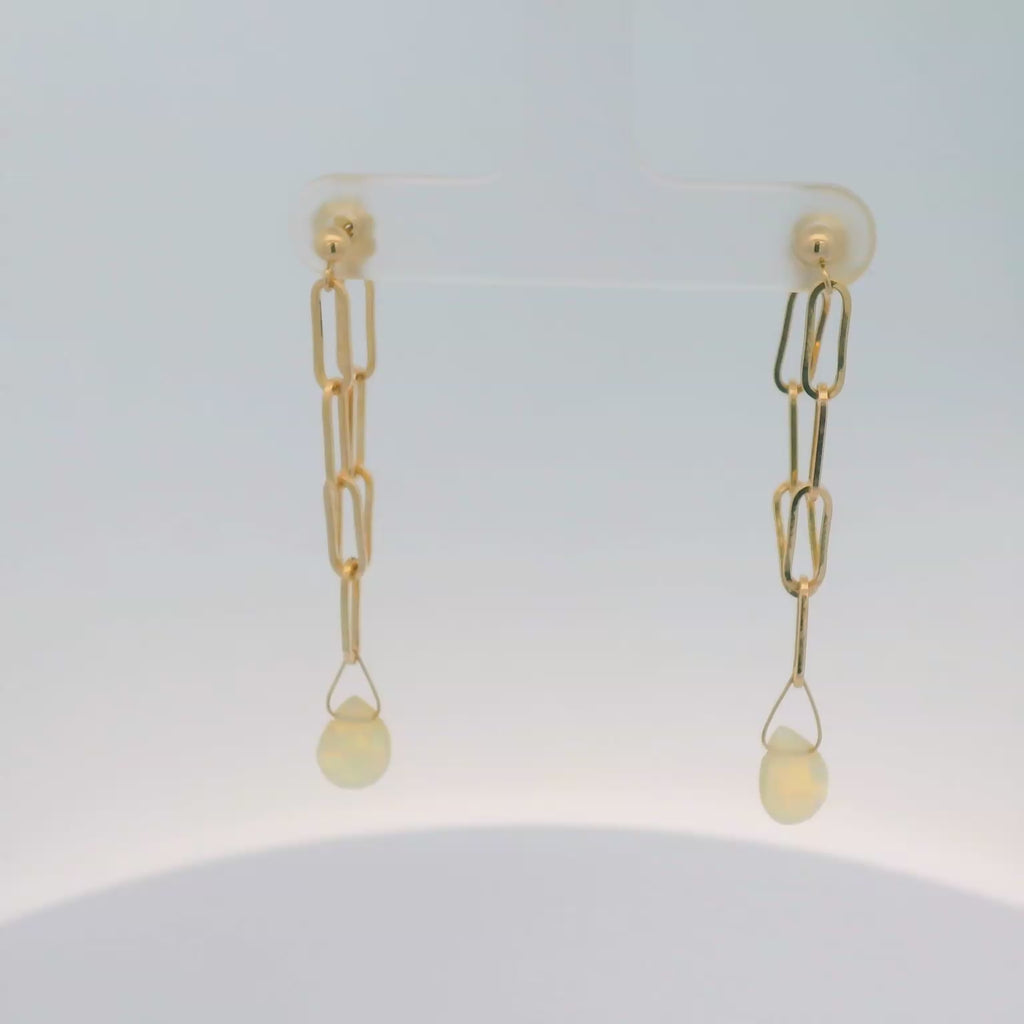 Opal Paperclip front and back earrings