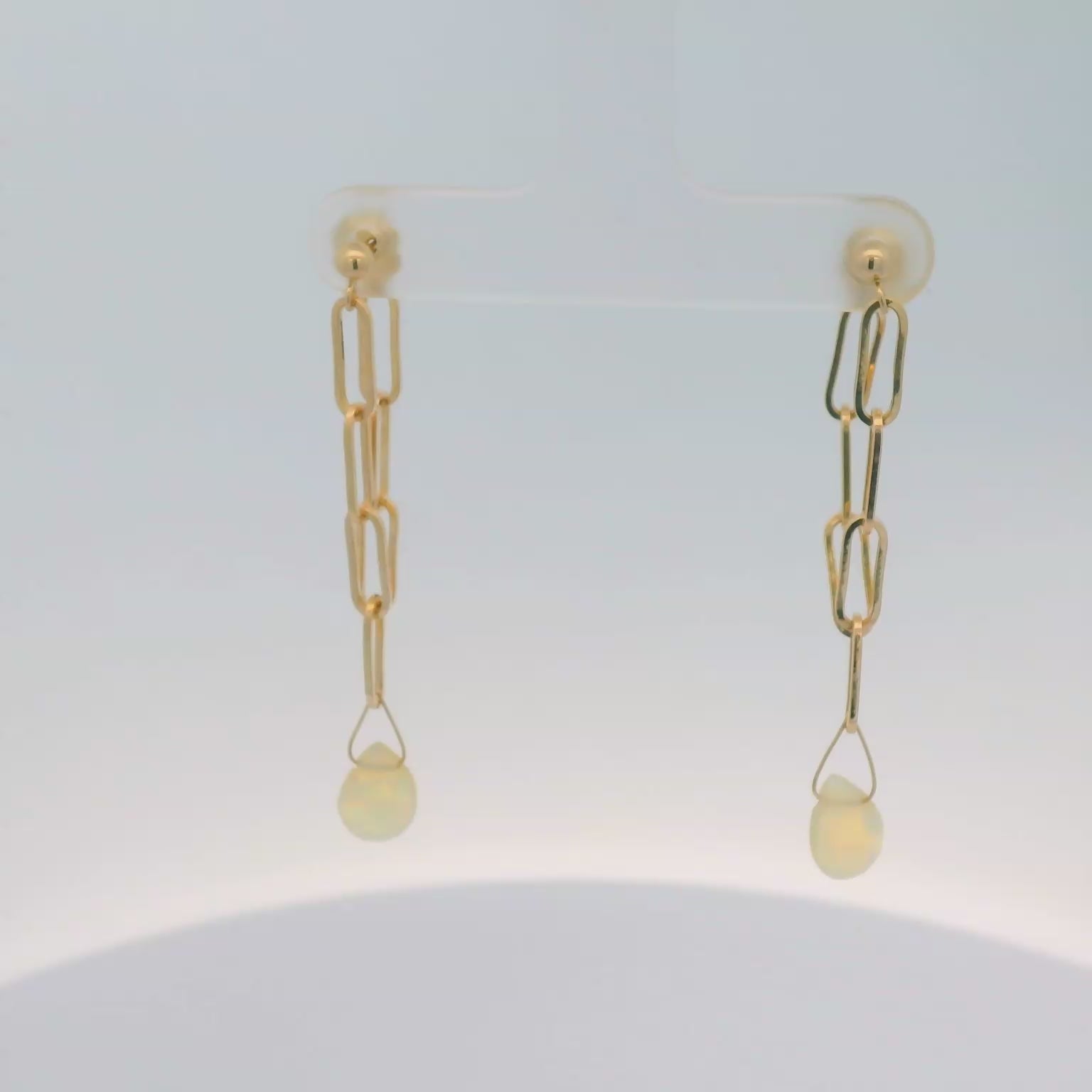 Opal Paperclip front and back earrings