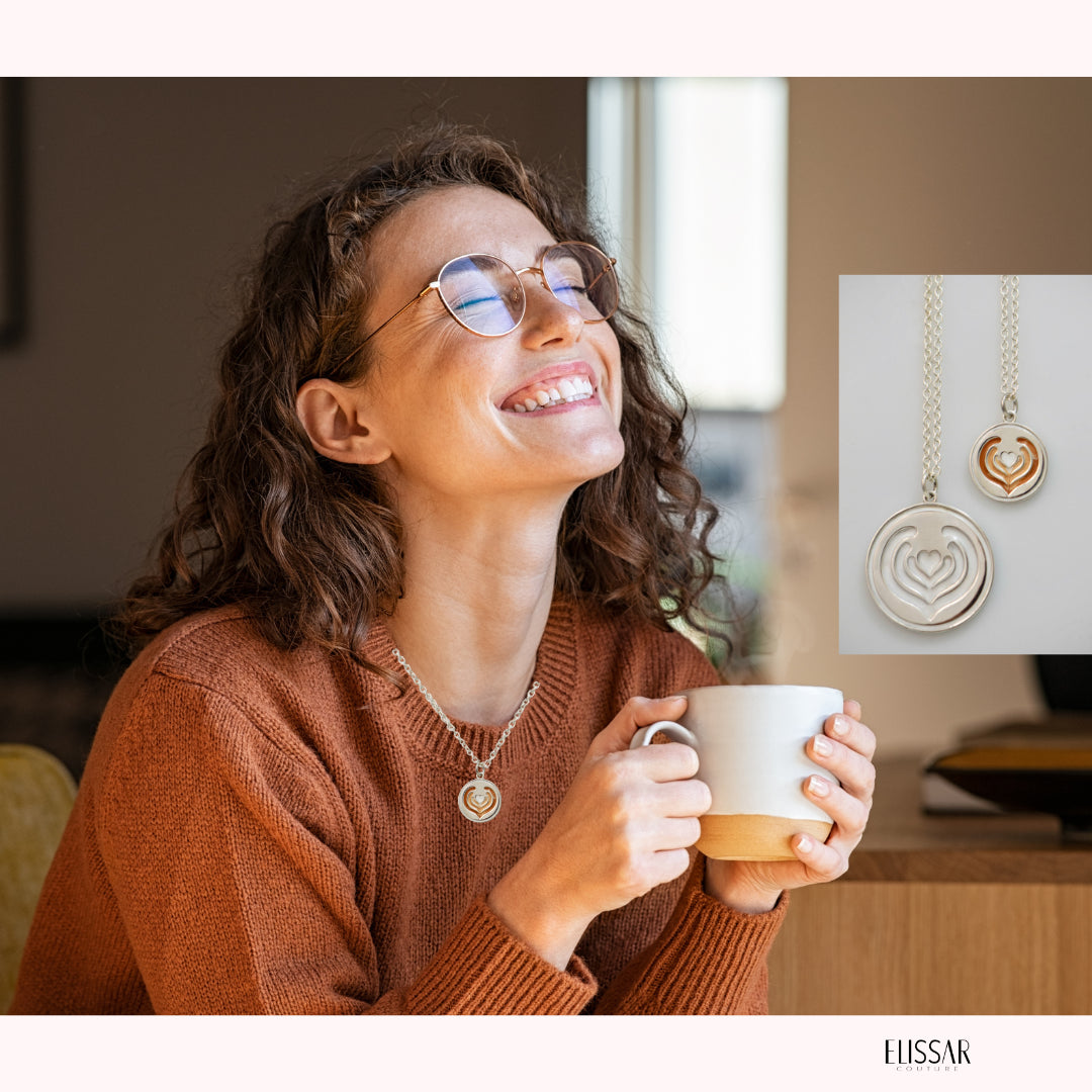 Latte Art enamel Sterling Silver necklace