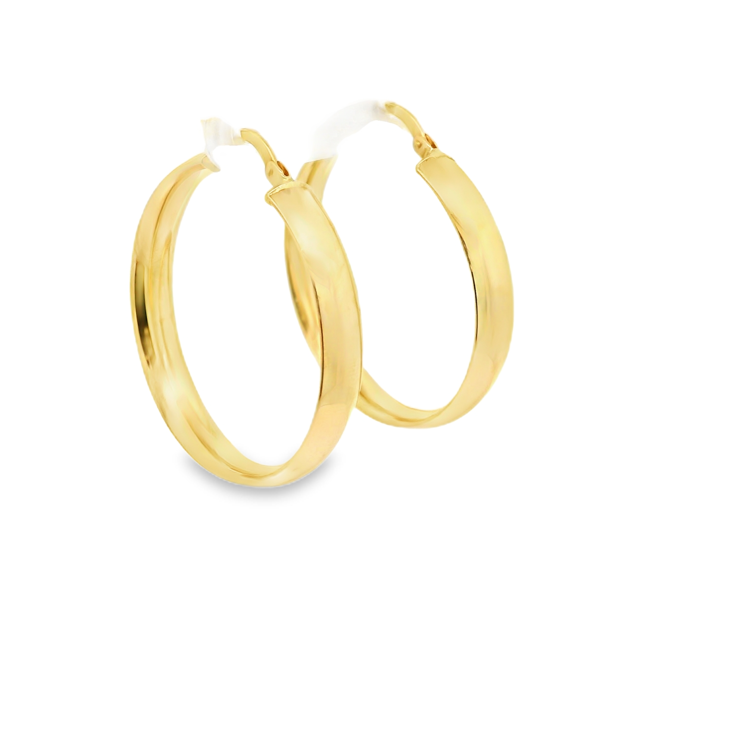 14k yellow gold shiny hoops