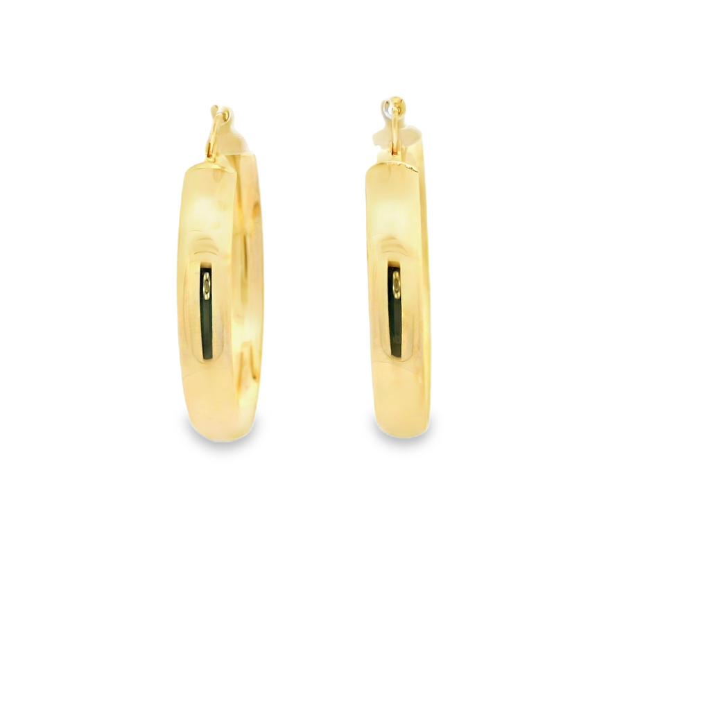 14k yellow gold shiny hoops