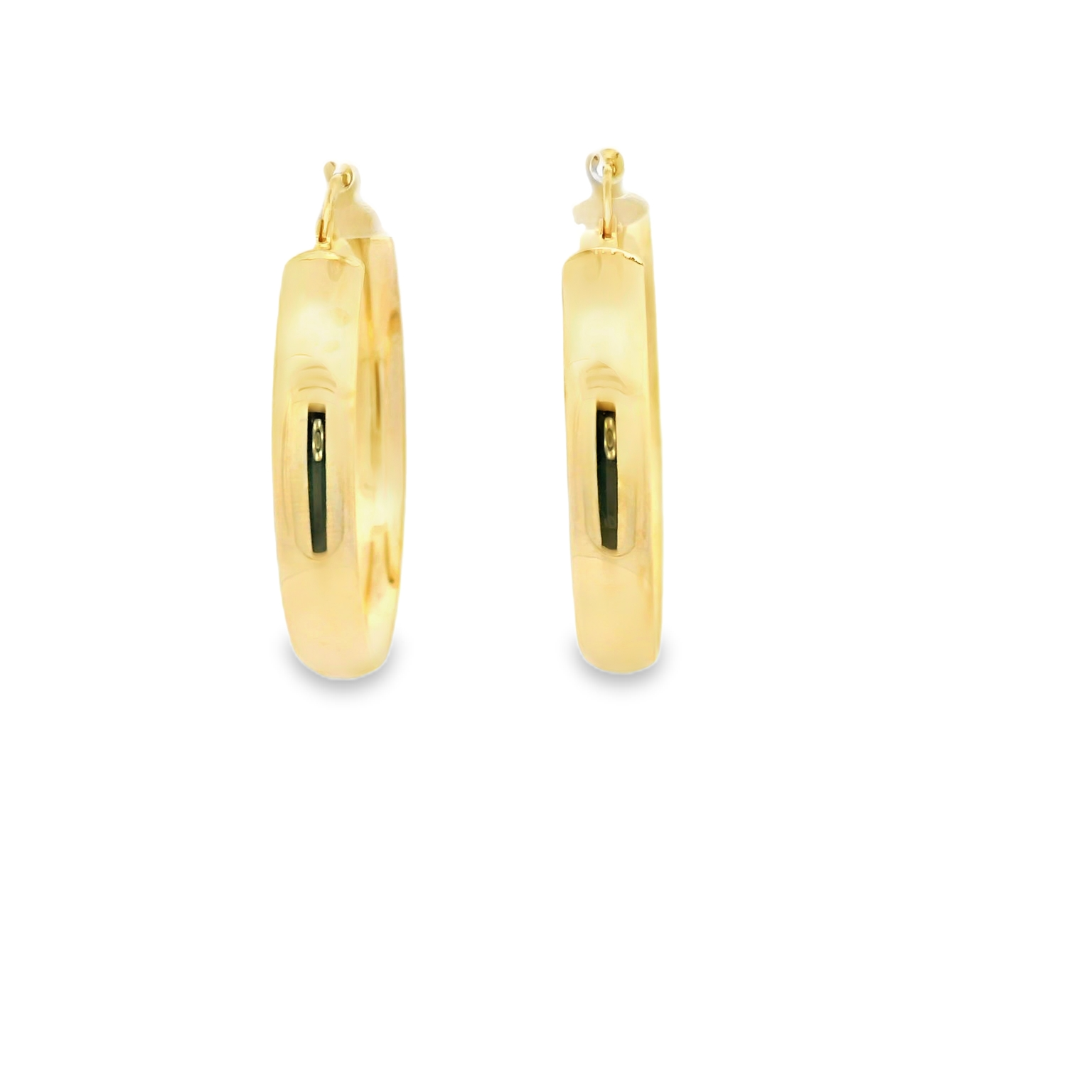 14k yellow gold shiny hoops