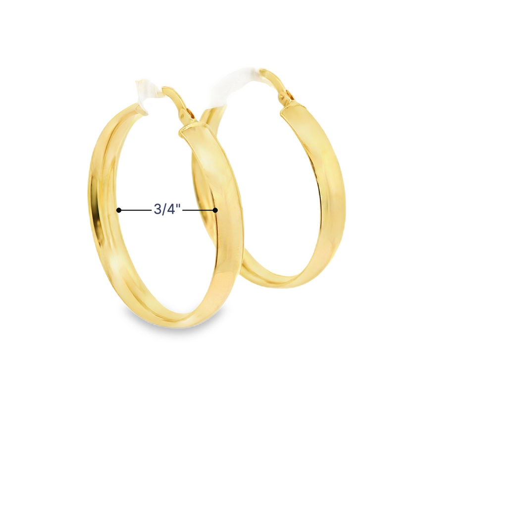 14k yellow gold shiny hoops