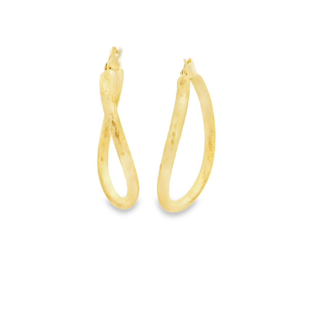 14 K twisted oval gold hoop earrings