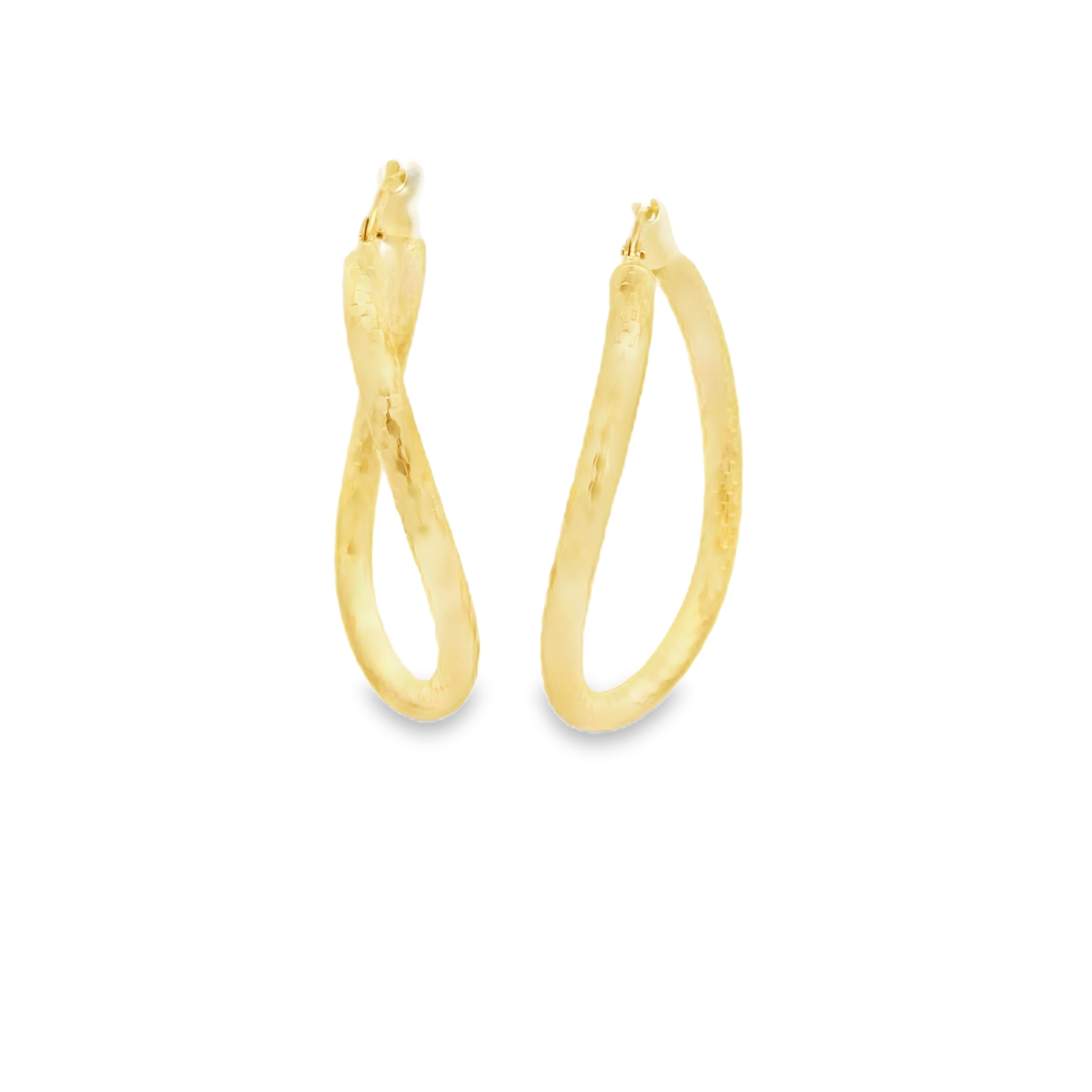 14 K twisted oval gold hoop earrings