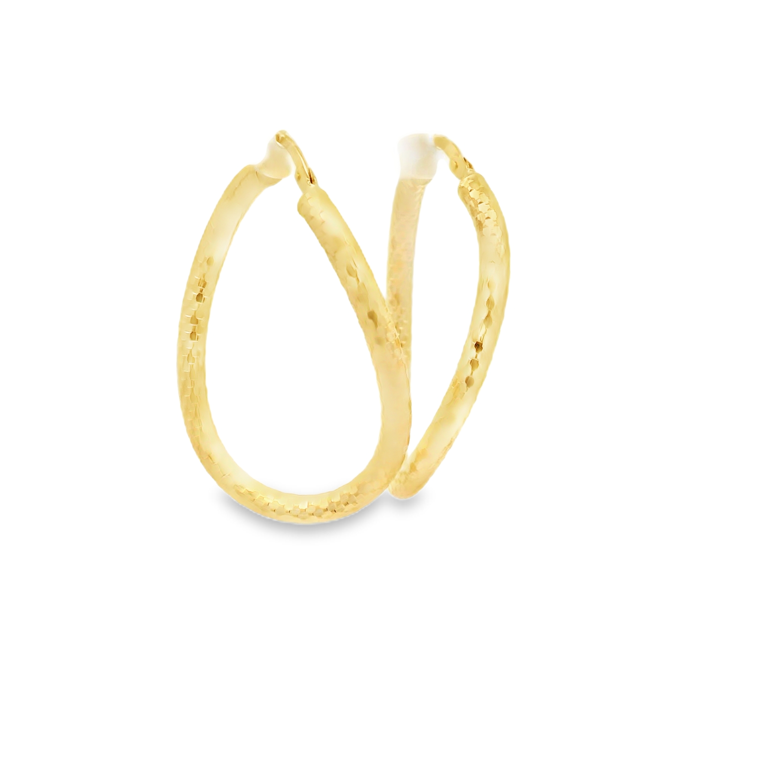 14 K twisted oval gold hoop earrings