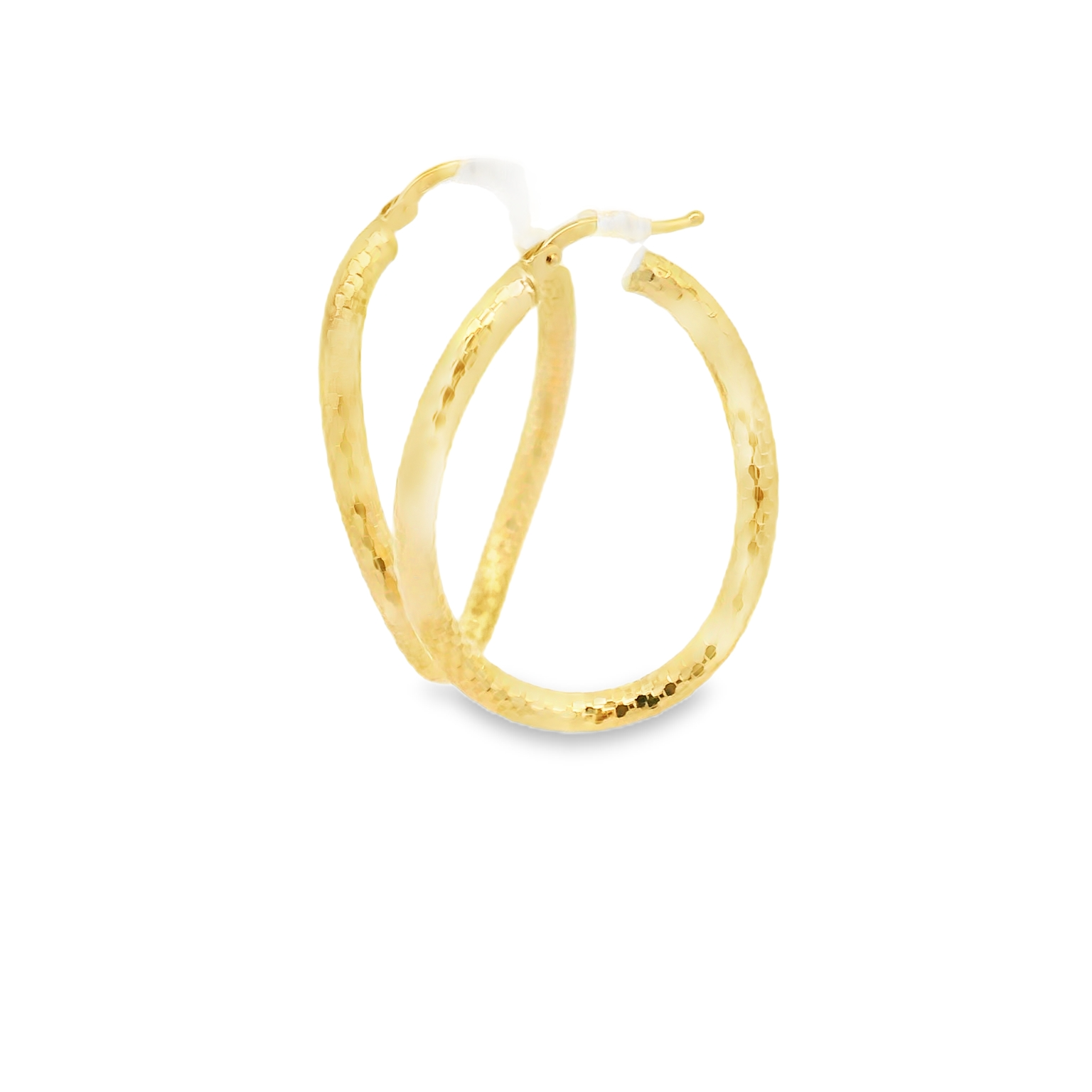 14 K twisted oval gold hoop earrings