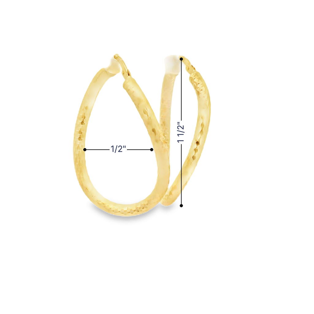 14 K twisted oval gold hoop earrings