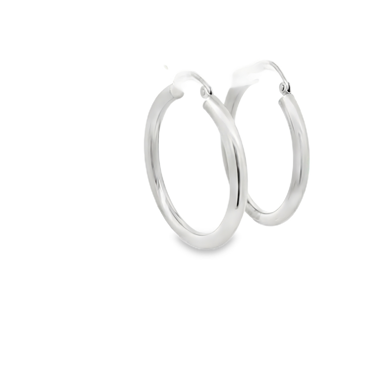 14K White Gold Hoop Earrings