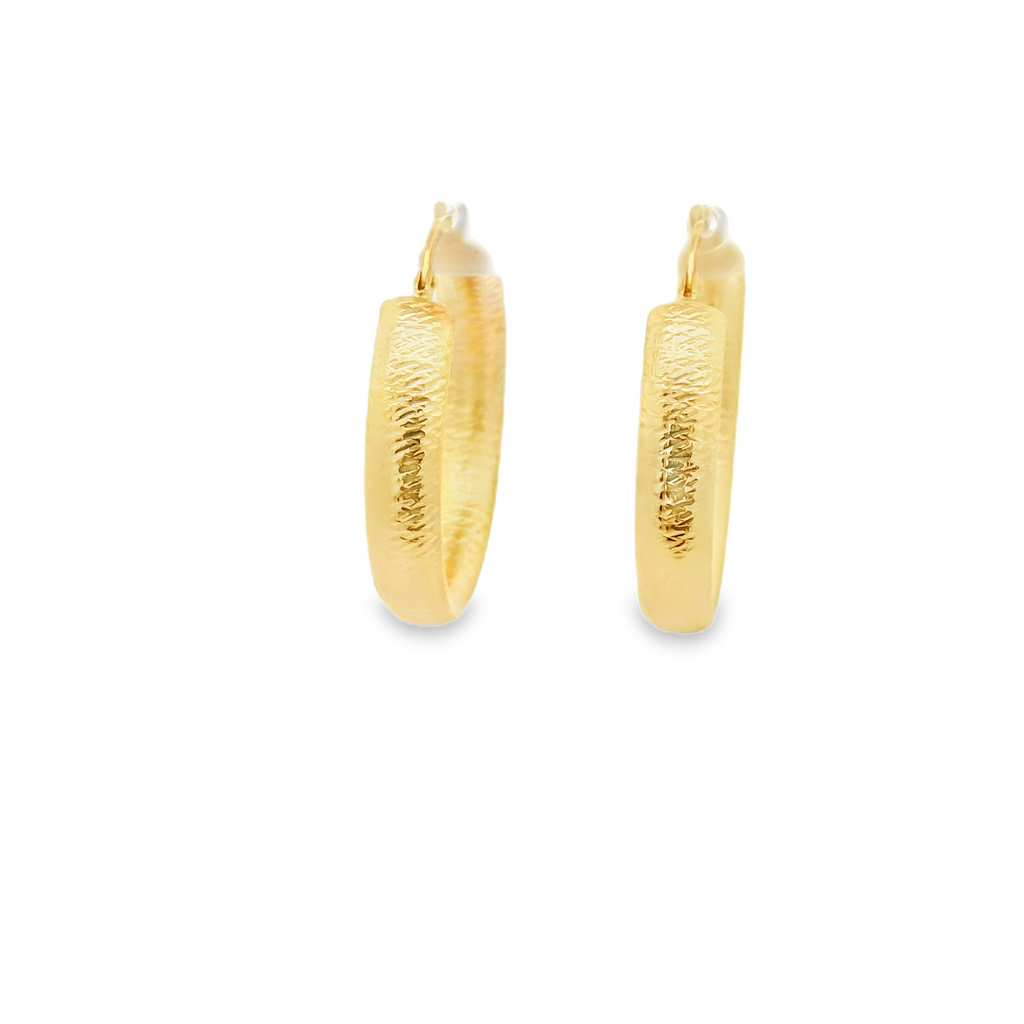 14K brushed gold hoop earrings
