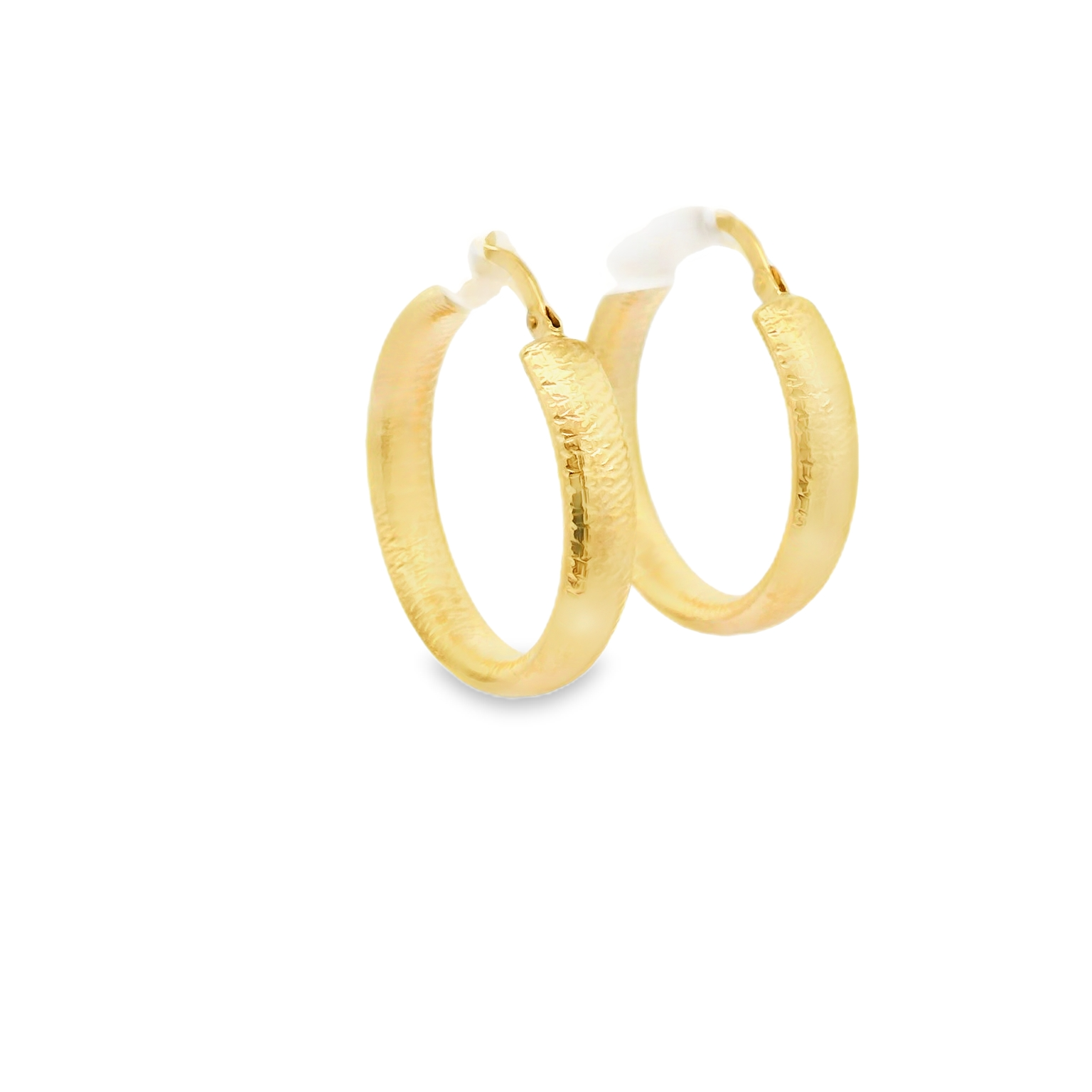 14K brushed gold hoop earrings