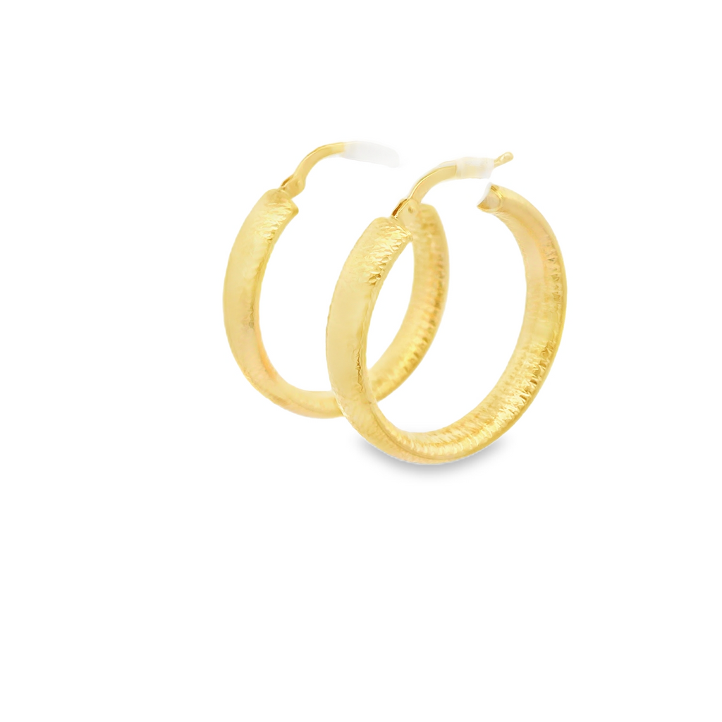 14K brushed gold hoop earrings