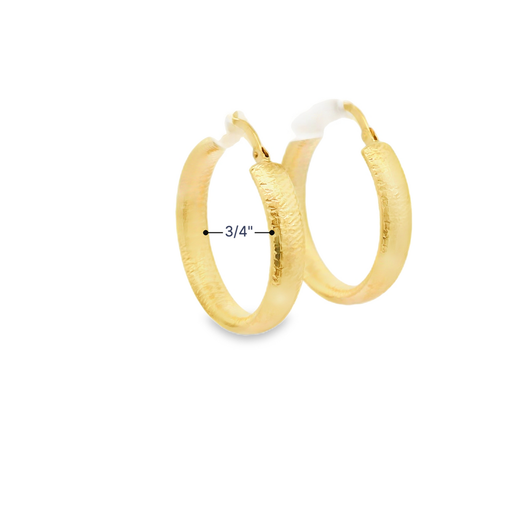 14K brushed gold hoop earrings
